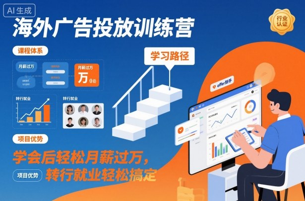 海外广告投放训练营，学会后轻松月薪过万，转行就业轻松搞定-心语项目网