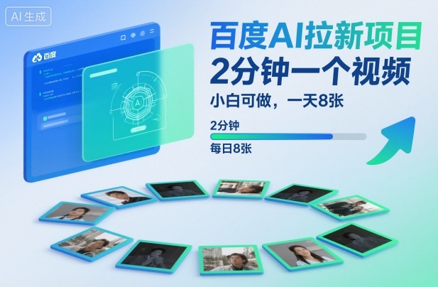 百度AI拉新项目，2分钟一个视频，小白可做，一天8张【附案例+保姆级教程】-心语项目网