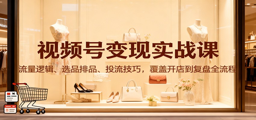 视频号变现实战课:流量逻辑、选品排品、投流技巧,覆盖开店到复盘全流程-心语项目网