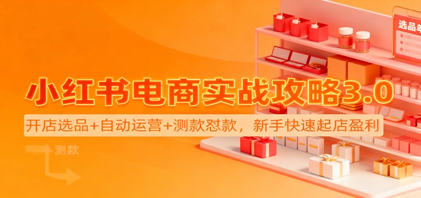 小红书电商实战攻略3.0:开店选品+自动运营+测款怼款,新手快速起店盈利-心语项目网