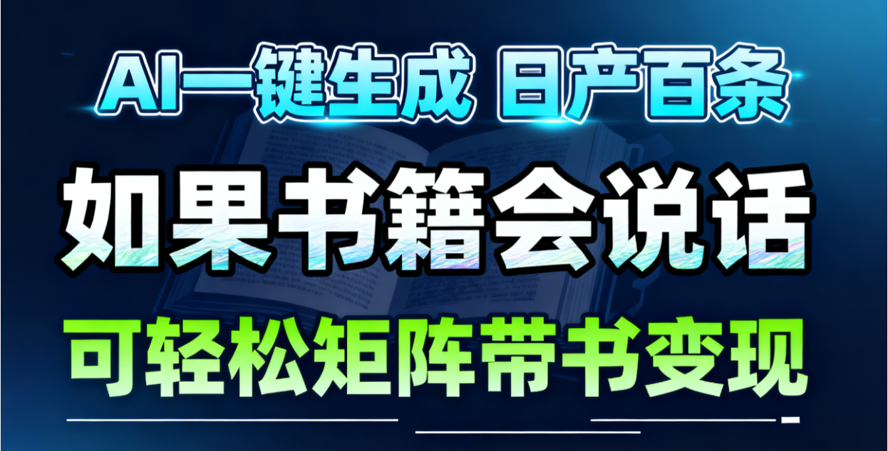 AI书籍会说话,轻松带书变现,月入3W+-心语项目网