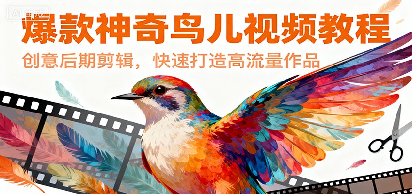 爆款神奇鸟儿视频教程，创意后期剪辑，快速打造高流量作品-心语项目网