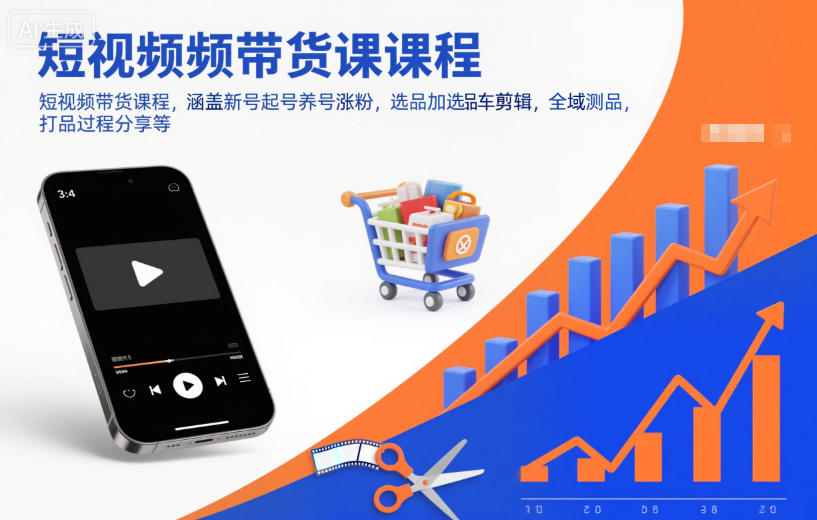 短视频带货课程，涵盖新号起号养号涨粉，选品加选品车剪辑，全域测品，打品过程分享等-心语项目网