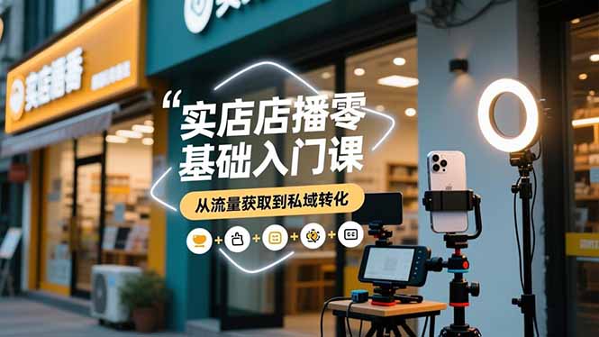 实体店播零基础入门课，实体店+短视频+直播+微信生态+私域社群，从流量获取到私域转化-心语项目网