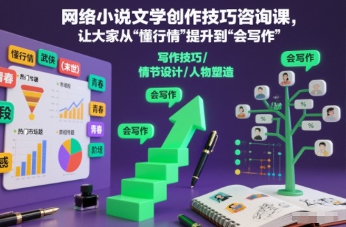 网络小说文学创作技巧咨询课，让大家从“懂行情”提升到”会写作”的高度-心语项目网