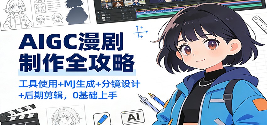 AIGC漫剧制作全攻略:工具使用+MJ生成+分镜设计+后期剪辑,0基础上手-心语项目网