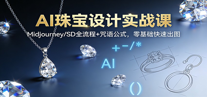 AI珠宝设计实战课:Midjourney/SD全流程+咒语公式,零基础快速出图-心语项目网