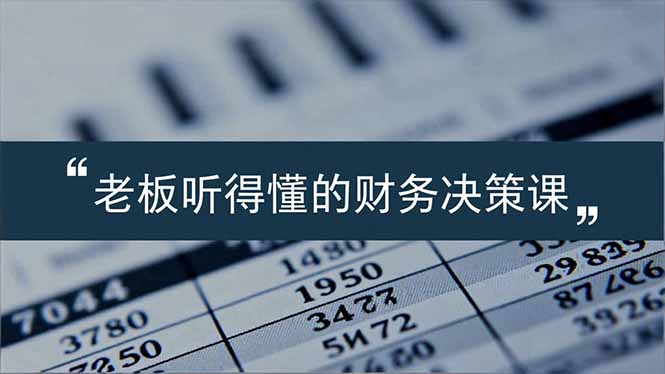 老板能听得懂的财务决策课，报表解读、数据洞察、风险识别，用财务驱动业务增长-心语项目网