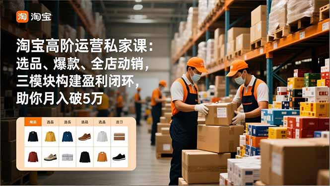 淘宝高阶运营私家课：选品、爆款、全店动销，三模块构建盈利闭环，助你月入破5万-心语项目网