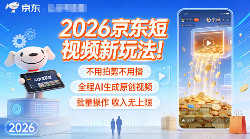 2026京东短视频新玩法！不用拍剪不用播，全程AI生成原创视频，批量操作收入无上限-心语项目网
