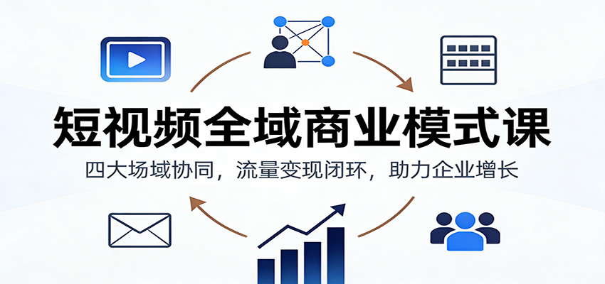 短视频全域商业模式课:四大场域协同,流量变现闭环,助力企业增长-心语项目网