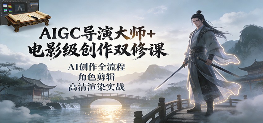 AIGC导演大师+电影级创作双修课：AI创作全流程、角色剪辑、高清渲染实战-心语项目网