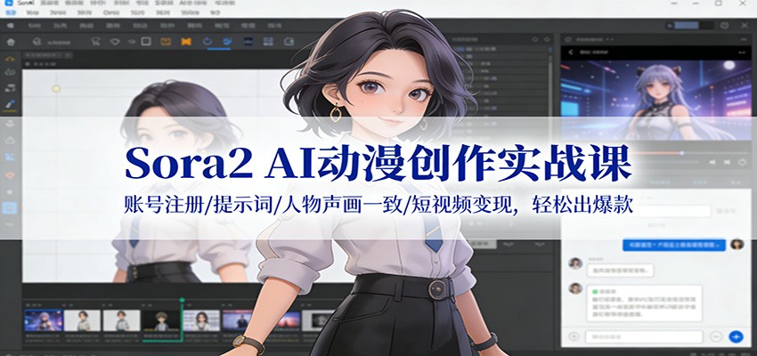 Sora2 AI动漫创作实战课:账号注册/提示词/人物声画一致/短视频变现,轻松出爆款-心语项目网