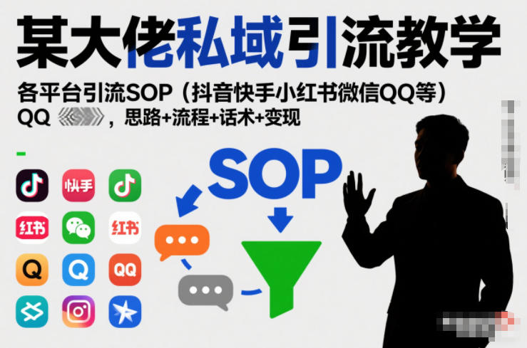 某大佬私域引流教学，各平台引流SOP(抖音快手小红书微信QQ等)，思路+流程+话术+变现-心语项目网