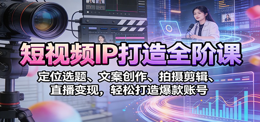 短视频IP打造全阶课:定位选题、文案创作、拍摄剪辑、直播变现,轻松打造爆款账号-心语项目网