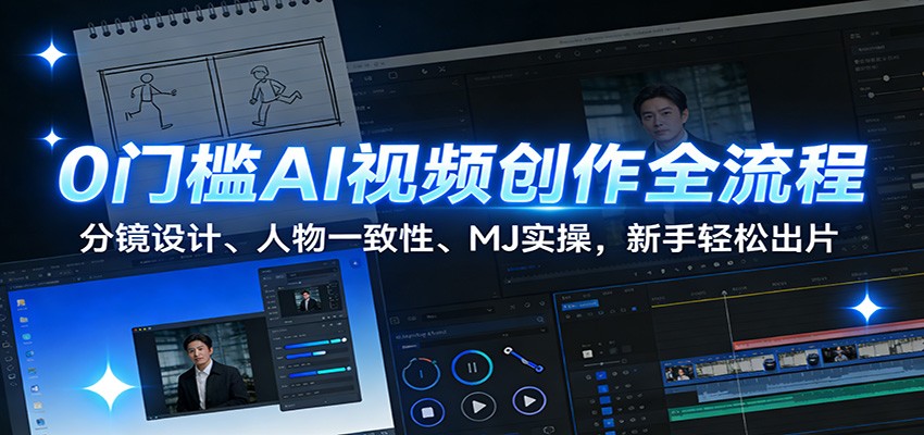 0门槛AI视频创作全流程:分镜设计、人物一致性、MJ实操,新手轻松出片-心语项目网