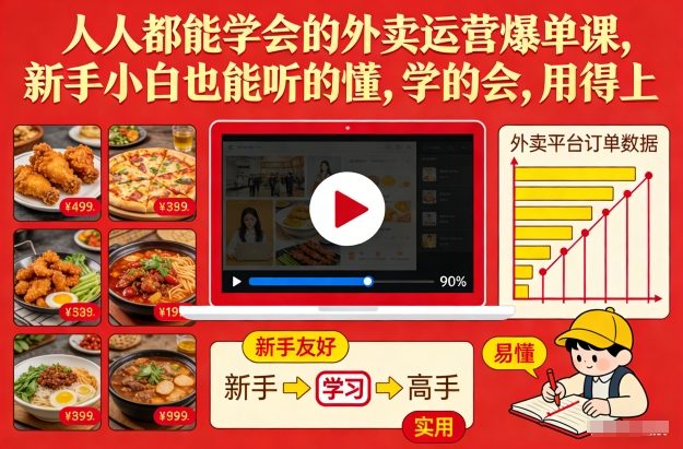 人人都能学会的外卖运营爆单课，新手小白也能听的懂，学的会，用得上-心语项目网