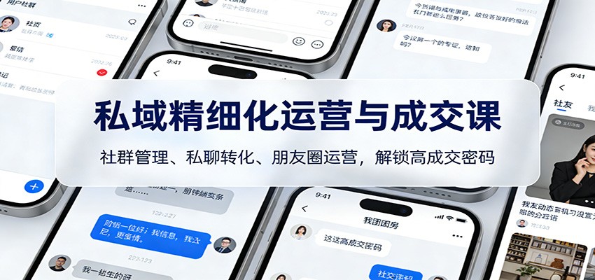 私域精细化运营与成交课:社群管理、私聊转化、朋友圈运营,解锁高成交密码-心语项目网
