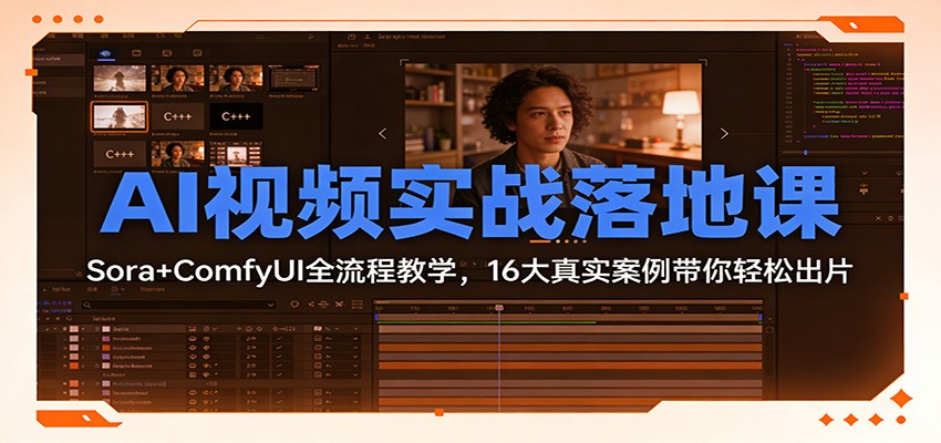 AI视频实战落地课：Sora+ComfyUI全流程教学，16大真实案例带你轻松出片-心语项目网