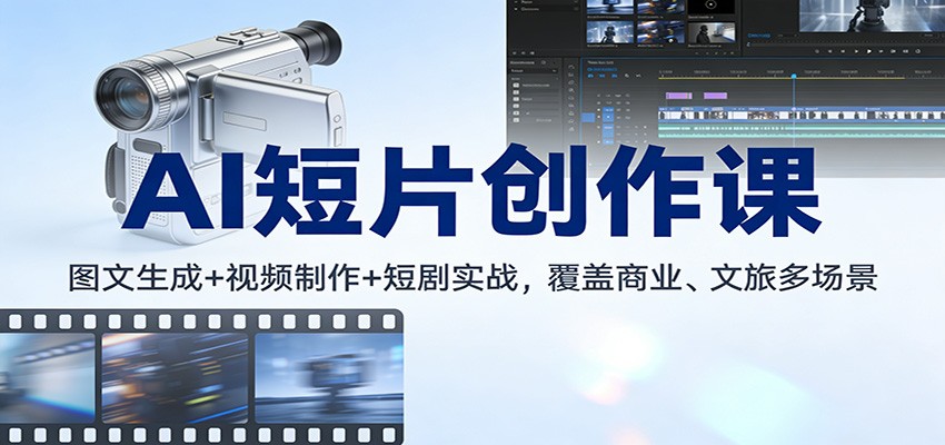 AI短片创作课:图文生成+ 视频制作+短剧实战,覆盖商业、 文旅多场景-心语项目网