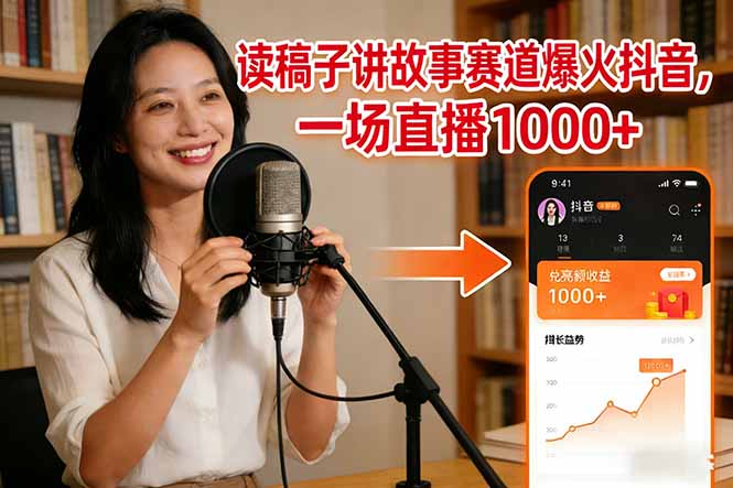 读稿子讲故事赛道爆火抖音，一场直播日入1000+-心语项目网