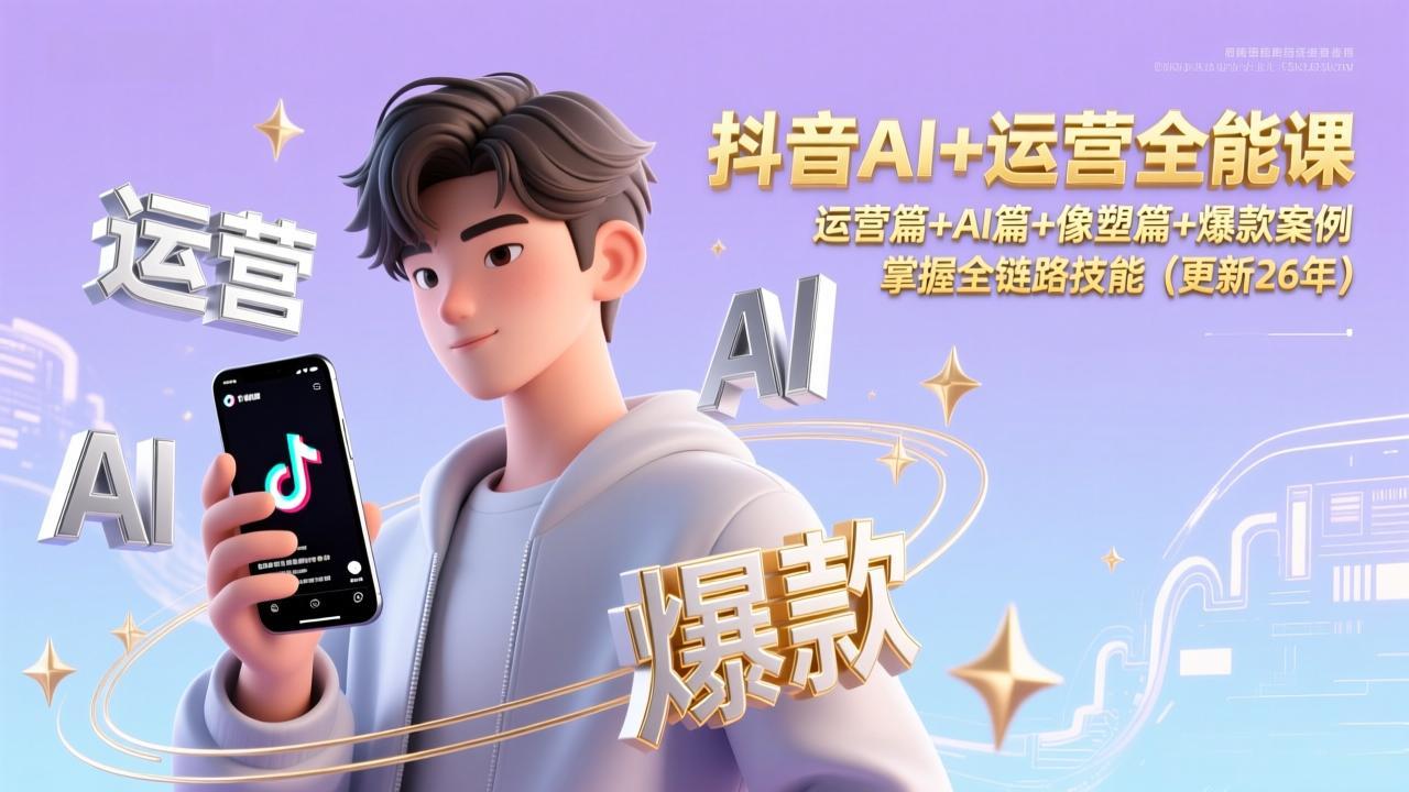 抖音AI+运营全能课，运营篇+AI篇+像塑篇+爆款案例，掌握全链路技能(更新26年-心语项目网
