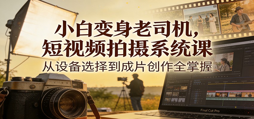 小白变身老司机,短视频拍摄系统课,从设备选择到成片创作全掌握-心语项目网
