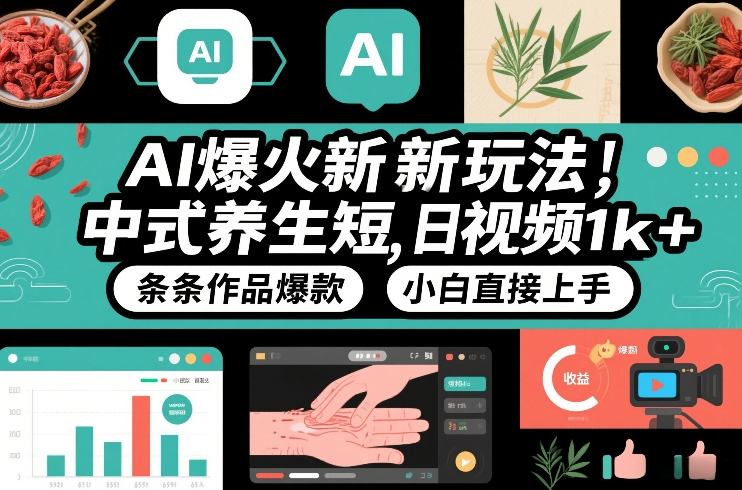 AI爆火新玩法，中式养生短视频，日收益1k+条条作品爆款，小白直接上手，附详细教程-心语项目网