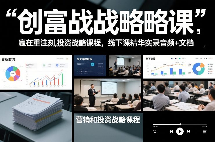 创富战略课，赢在重注时刻，营销和投资战略课程，线下课精华实录音频+文档-心语项目网