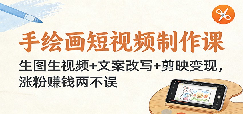 手绘画短视频制作课:生图生视频+文案改写+剪映变现,涨粉赚钱两不误-心语项目网