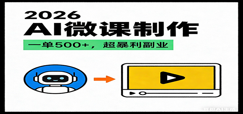 2026AI 风口最稳副业:微课代写制作,一单 500+,人人可做的蓝海项目-心语项目网