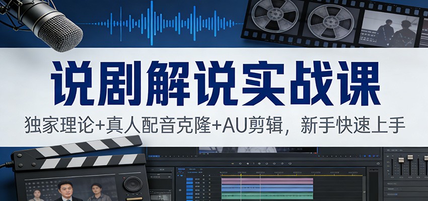 说剧解说实战课：独家理论+真人配音克隆+AU剪辑，新手快速上手-心语项目网