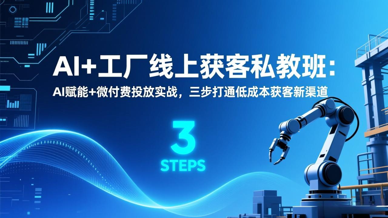AI+工厂线上获客私教班：AI赋能+微付费投放实战，三步打通低成本获客新渠道-心语项目网