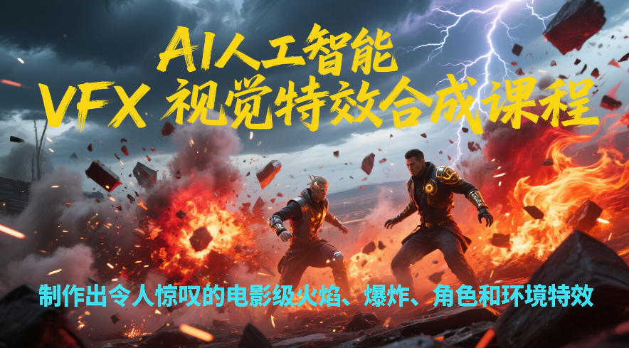AI人工智能VFX视觉特效合成课程，制作出令人惊叹的电影级火焰、爆炸、角色和环境特效-心语项目网