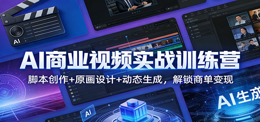 AI商业视频实战训练营:脚本创作+原画设计+动态生成,解锁商单变现-心语项目网