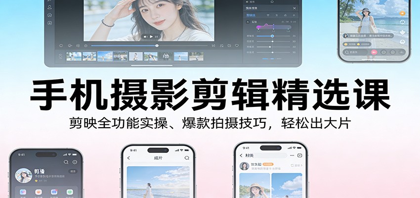 手机摄影剪辑精选课:剪映全功能实操、爆款拍摄技巧,轻松出大片-心语项目网