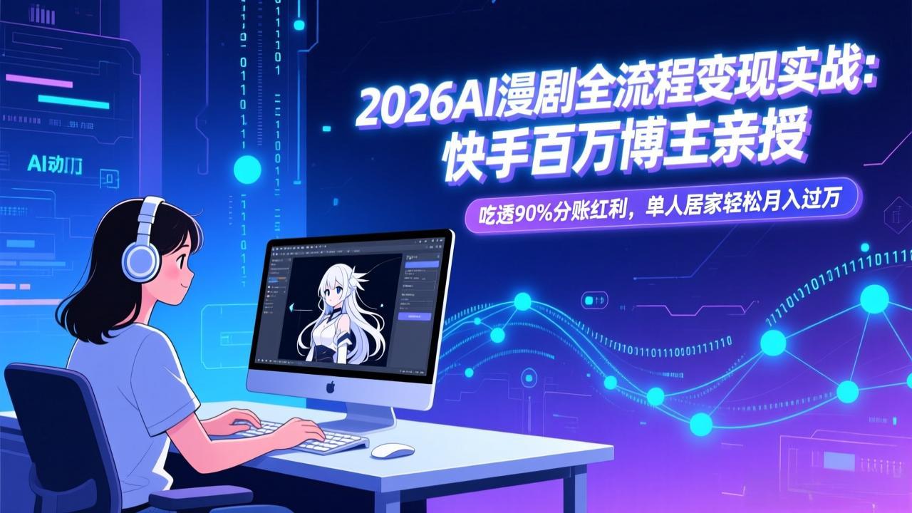 2026AI漫剧全流程变现实战：快手百万博主亲授，吃透90%分账红利，单人居家轻松月入过万-心语项目网