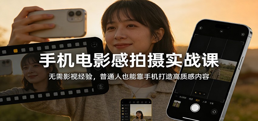手机电影感拍摄实战课:无需影视经验,普通人也能靠手机打造高质感内容-心语项目网