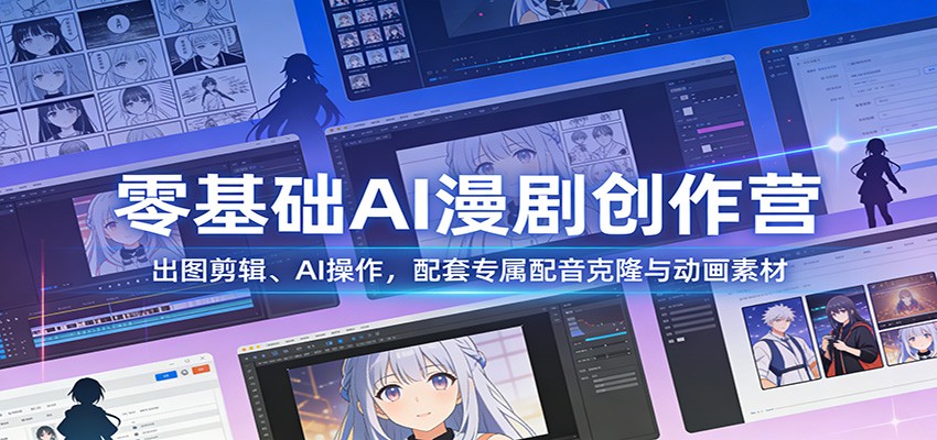 零基础AI漫剧创作营:出图剪辑、AI操作,配套专属配音克隆与动画素材-心语项目网