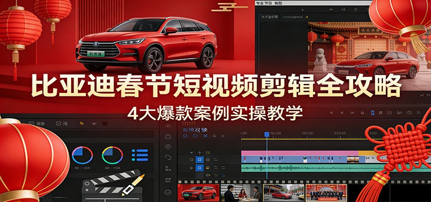 比亚迪春节短视频剪辑全攻略,4大爆款案例实操教学-心语项目网