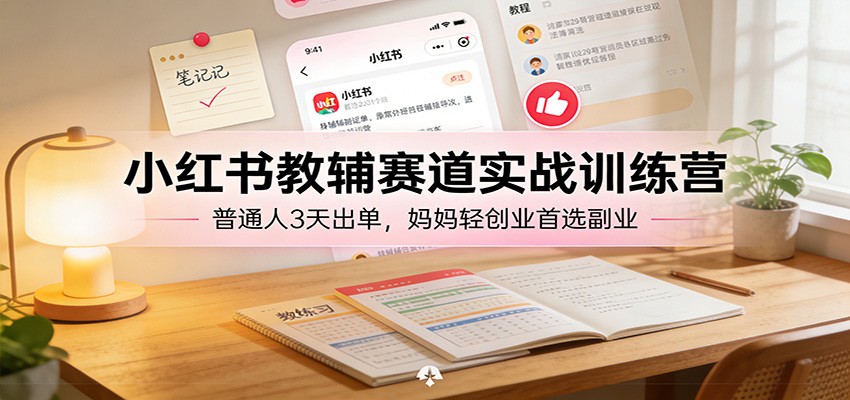 小红书教辅赛道实战训练营：普通人3天出单，妈妈轻创业首选副业-心语项目网