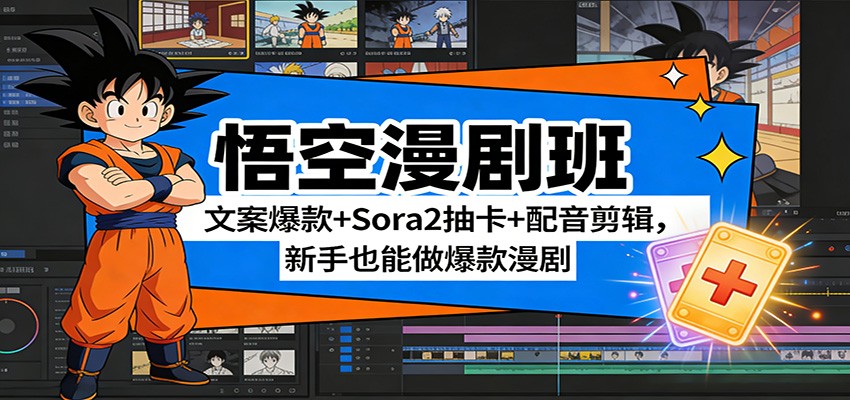 悟空漫剧班:文案爆款+Sora2抽卡+配音剪辑,新手也能做爆款漫剧-心语项目网