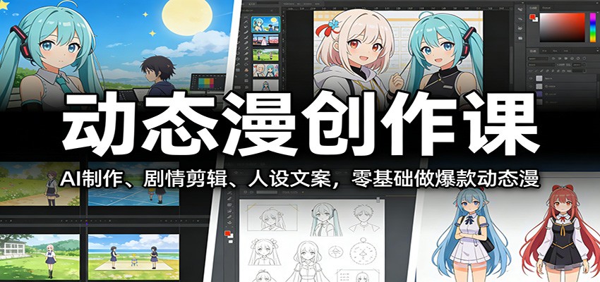 动态漫创作课:AI制作、剧情剪辑、人设文案,零基础做爆款动态漫-心语项目网