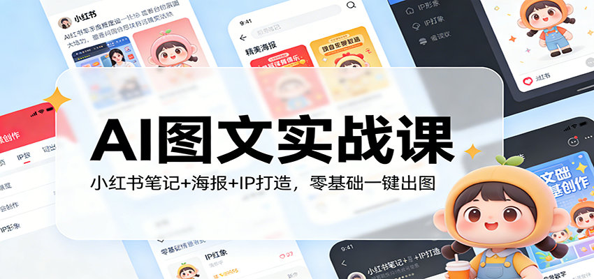 AI图文实战课:小红书笔记+海报+IP打造,零基础一键出图-心语项目网
