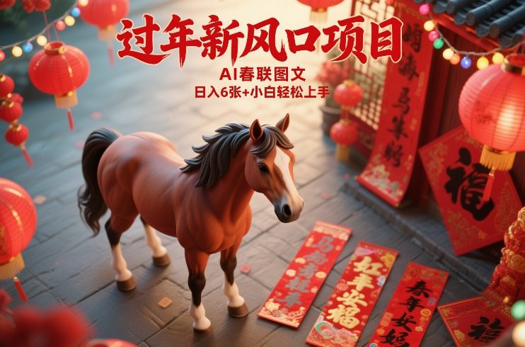 过年新风口项目，用ai春联图文，日入6张+小白轻松上手【揭秘】-心语项目网