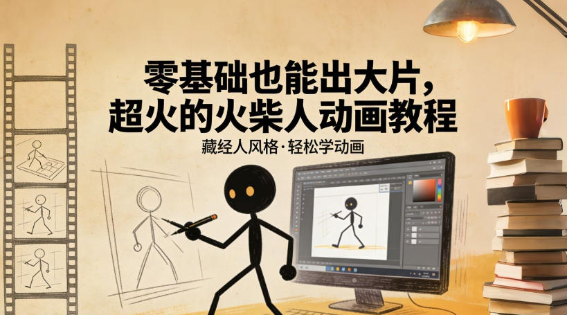 零基础也能出大片，超火的火柴人动画教程(藏经人风格)-心语项目网