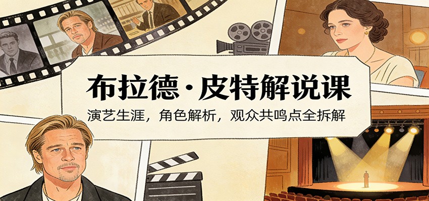 演员说-布拉德.皮特解说课：演艺生涯，角色解析，观众共鸣点全拆解-心语项目网