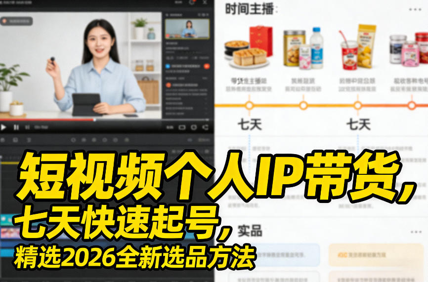 短视频个人IP带货，七天快速起号，精选2026全新选品方法-心语项目网