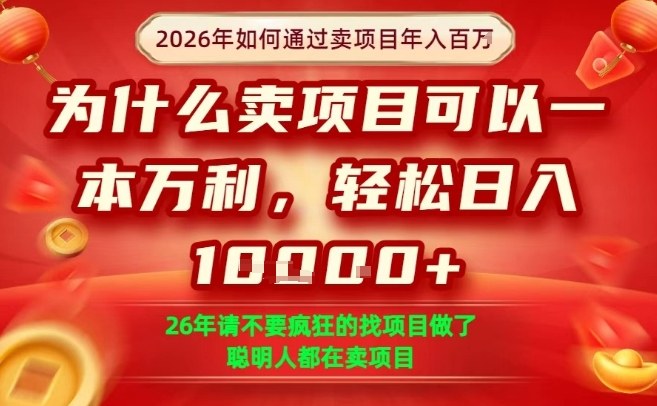 一单净利润1K+，26年想年入100个W，死磕卖项目就够了【揭秘】-心语项目网
