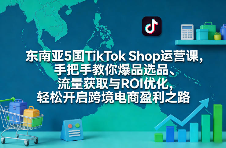 东南亚5国TikTok Shop运营课，手把手教你爆品选品、流量获取与ROI优化，轻松开启跨境电商盈利之路-心语项目网